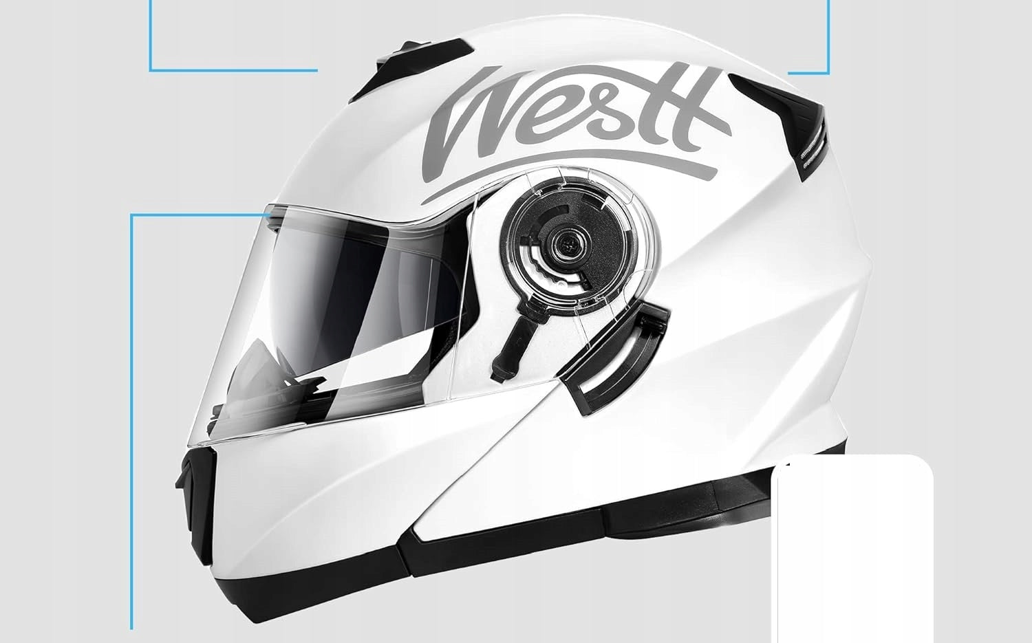 WESTT Torque X Jaw Motorcycle Helmet with Double Viewfinder White L Manufacturer Westt