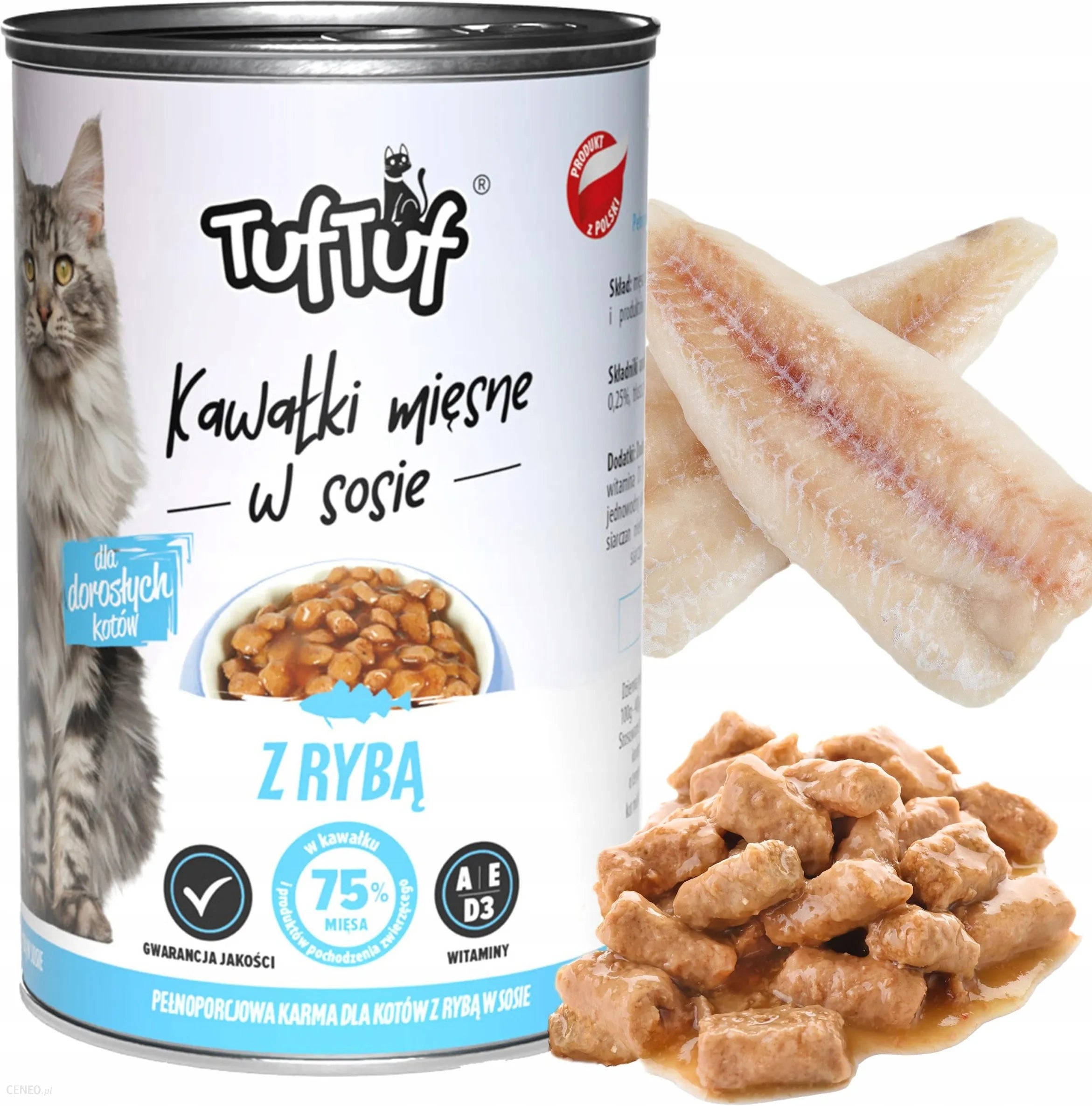 WET CAT FOOD 24x415g 75% MEAT IN SAUCE TUF TUF CANS 9,96kg. EAN (GTIN) 5905718701735