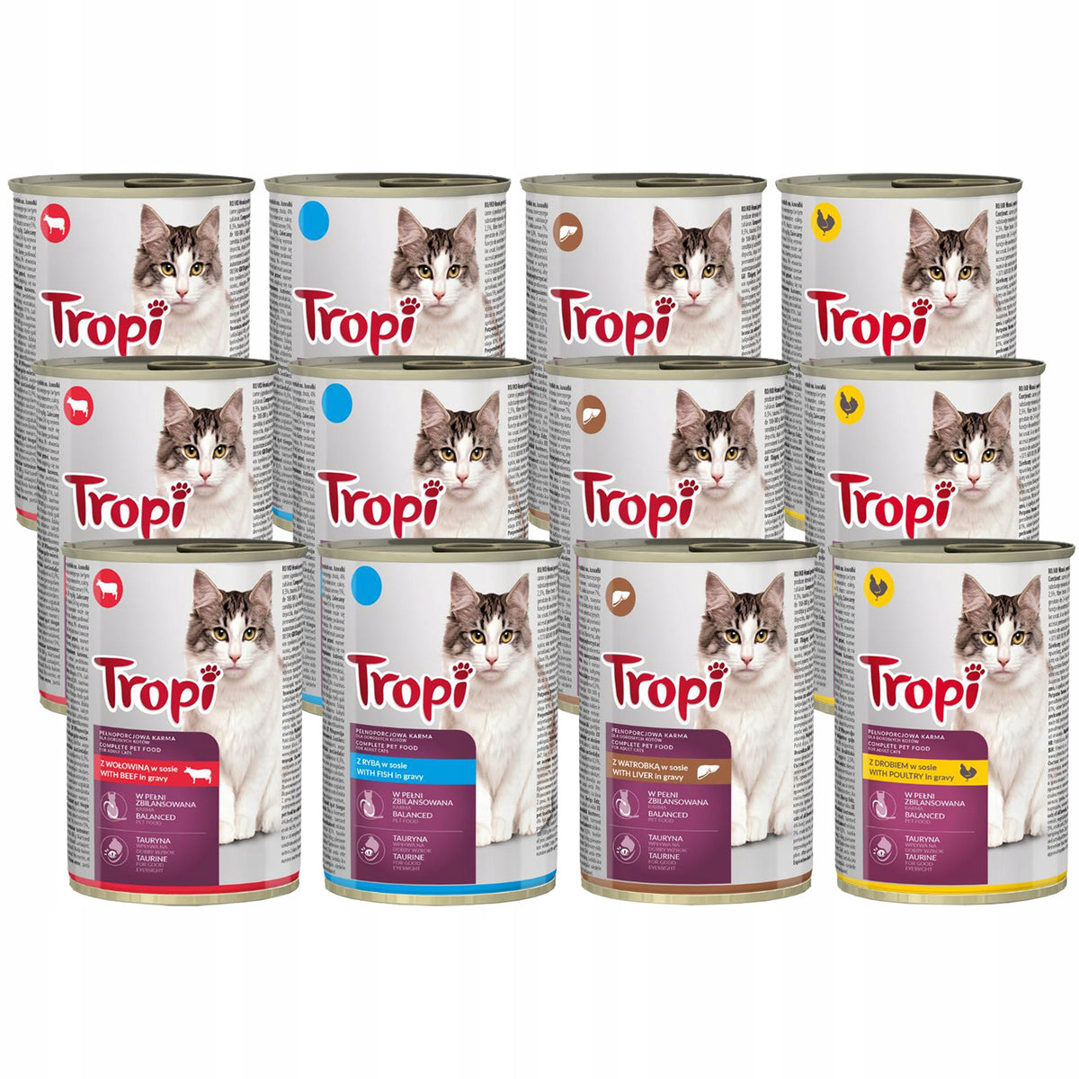 WET CAT FOOD CANS MIX OF FLAVORS 12X415G