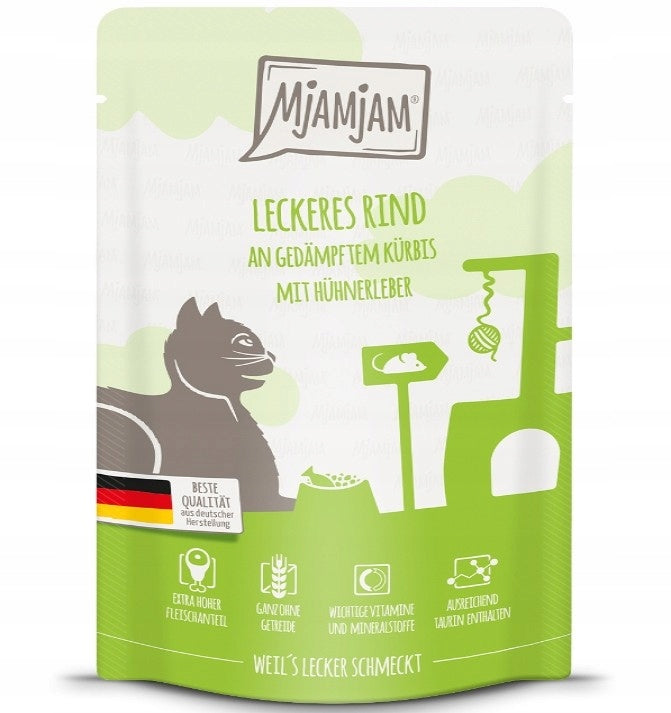 WET CAT FOOD MJAMJAM BEEF + STEWED PUMPKIN WITHOUT GRAIN SACHET
