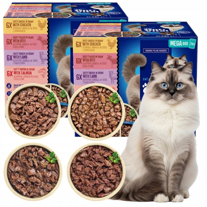 WET CAT FOOD OPTIVITAL 2X BOX SACHETS MIX 4 FLAVORS IN SAUCE 48X85G Packaging status original