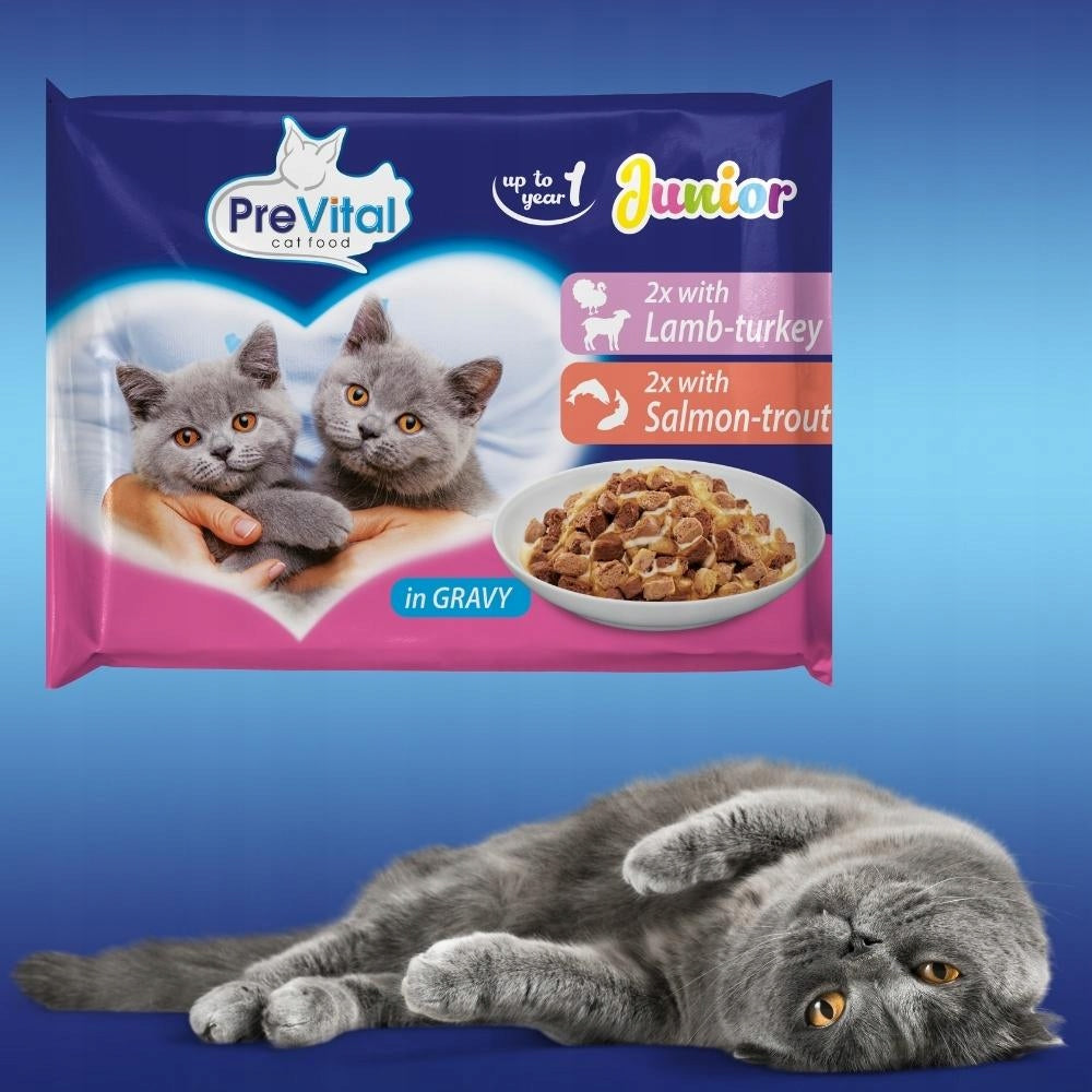 WET CAT FOOD PREVITAL JUNIOR 52 X 100G SACHETS FOR KITTENS MIX Brand Prevital