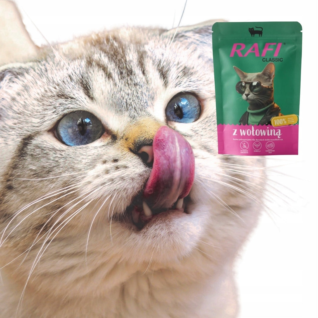 WET CAT FOOD RAFI CAT CLASSIC BEEF SET 10x100G SACHETS Manufacturer code 5900718311663