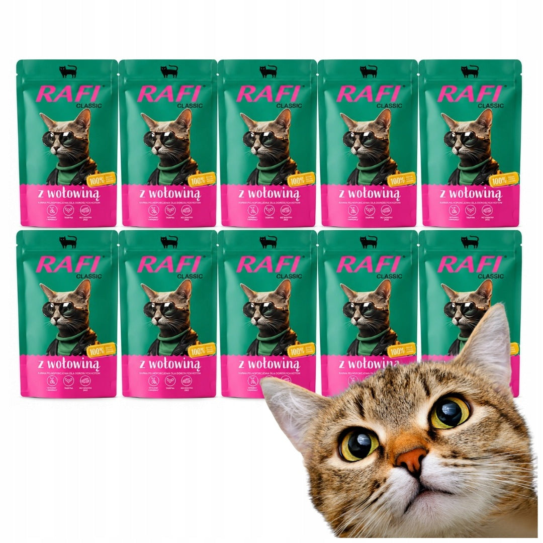 WET CAT FOOD RAFI CAT CLASSIC BEEF SET 10x100G SACHETS