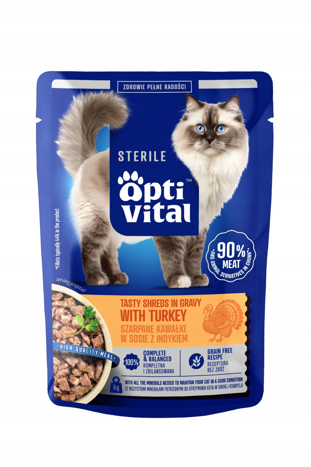 WET CAT FOOD STERILIZED OPTIVITAL PIECES TURKEY IN SAUCE 28X85G Packaging status original