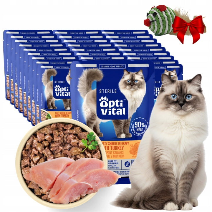 WET CAT FOOD STERILIZED OPTIVITAL PIECES TURKEY IN SAUCE 28X85G