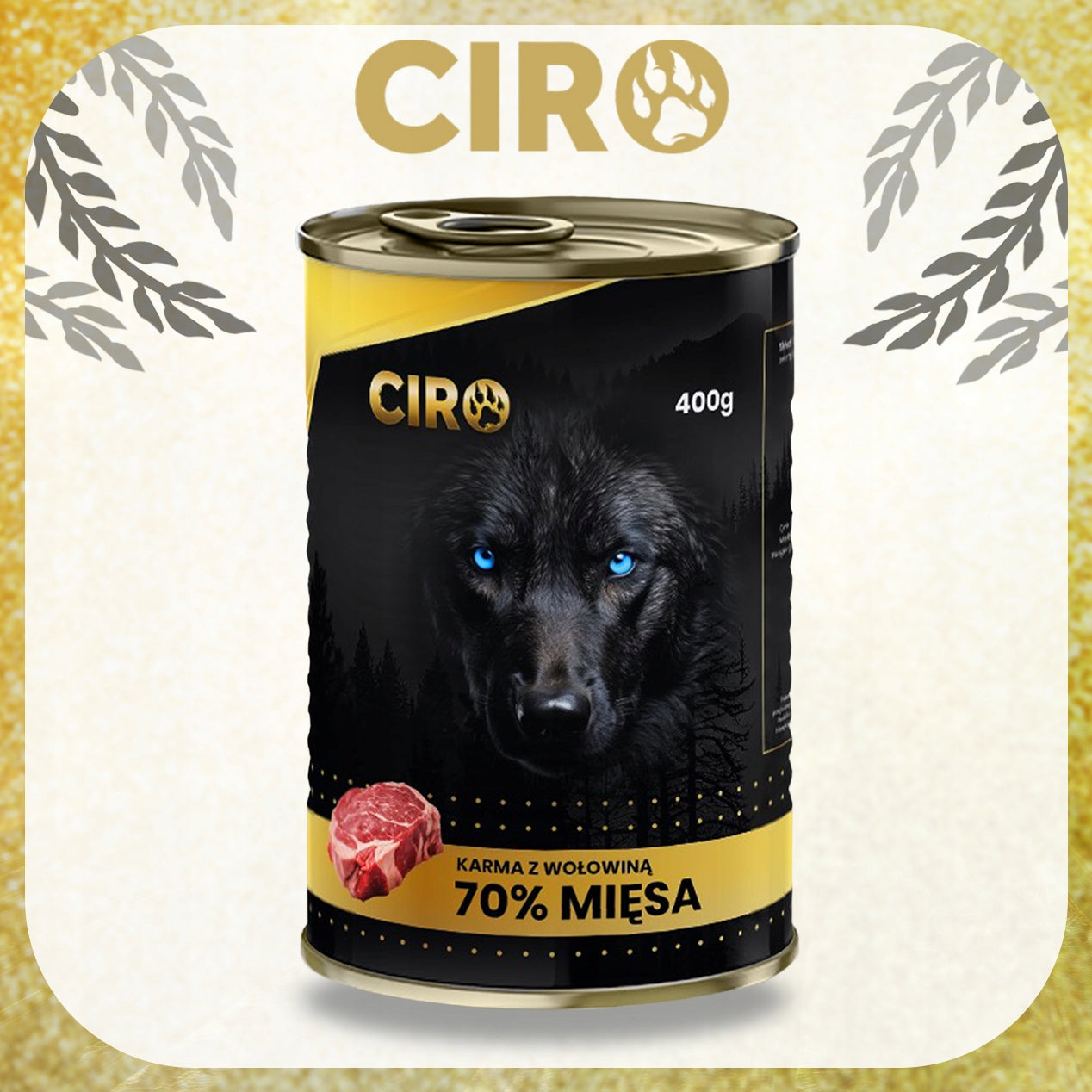 WET DOG FOOD 400 g with BEEF Can 70% CIRO MEAT Packaging status original