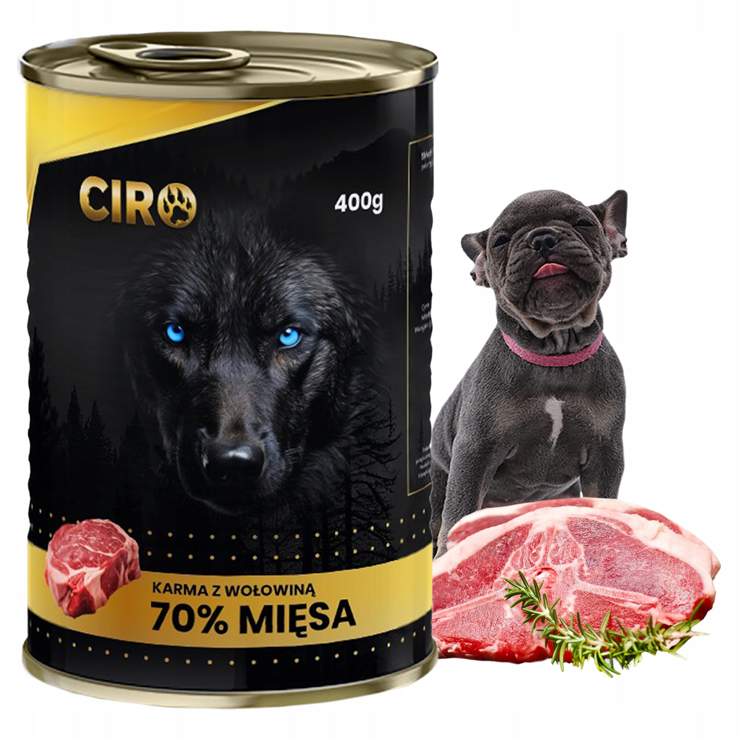 WET DOG FOOD 400 g with BEEF Can 70% CIRO MEAT
