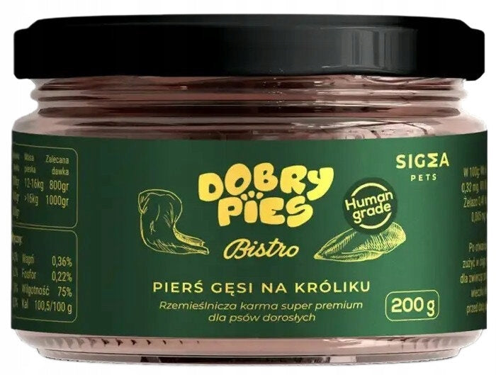 WET DOG FOOD Dobry Pies Goose Rabbit Human Grade Premium 200 g