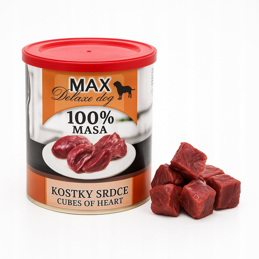 WET DOG FOOD HEART PIECES 800G 100% MEAT CANNED FALCO