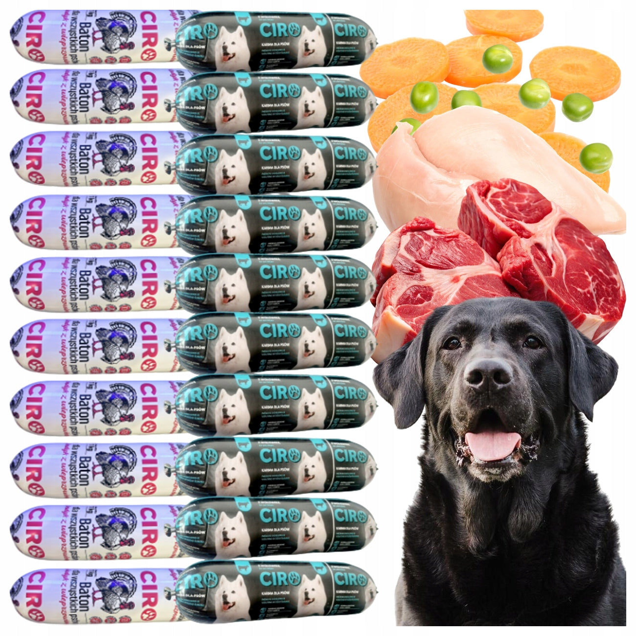 WET DOG FOOD MEAT BAR BEEF TURKEY MIX FLAVORS CIRO 20x 1KG EAN (GTIN) 5904036894037