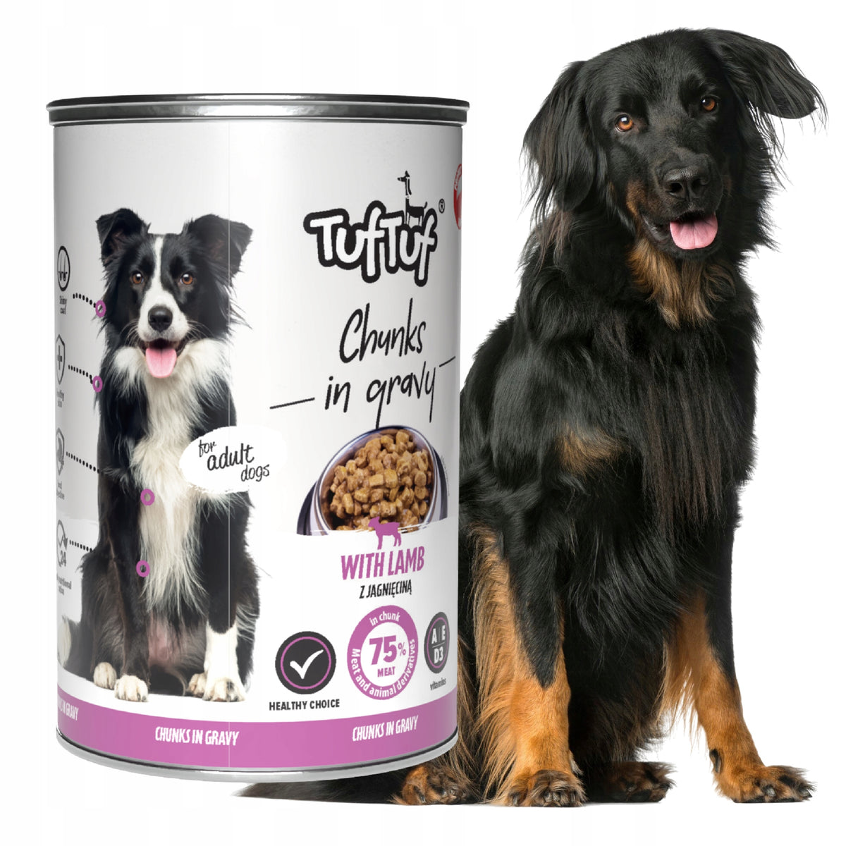 WET DOG FOOD TUF TUF MEAT PIECES WITH LAMB 415G 75% MEAT