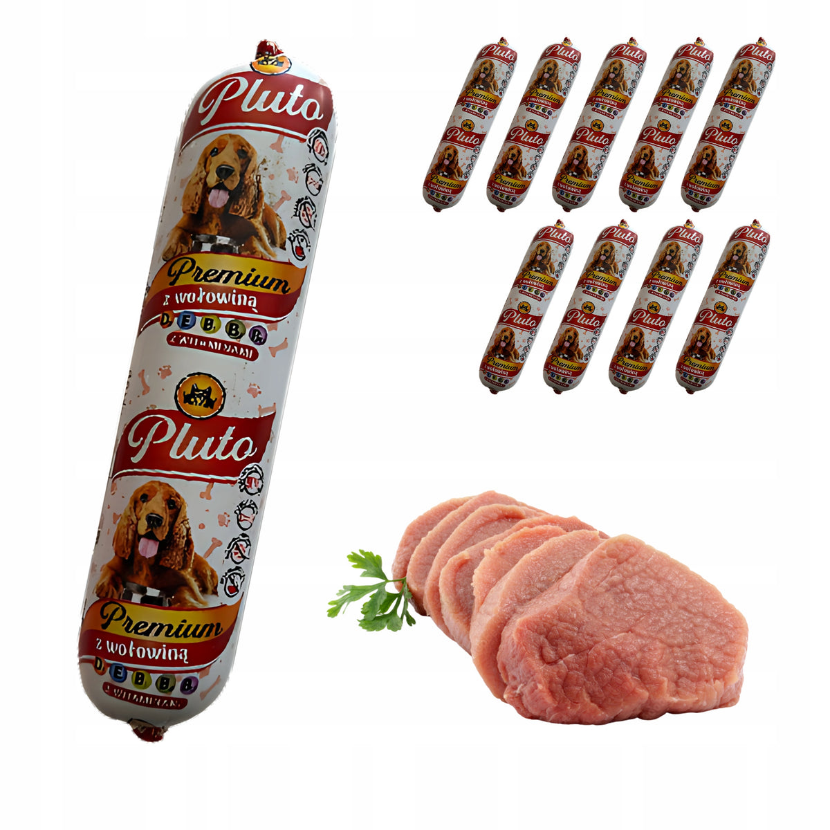 WET DOG FOOD with Beef Bar Pluto 90% meat
