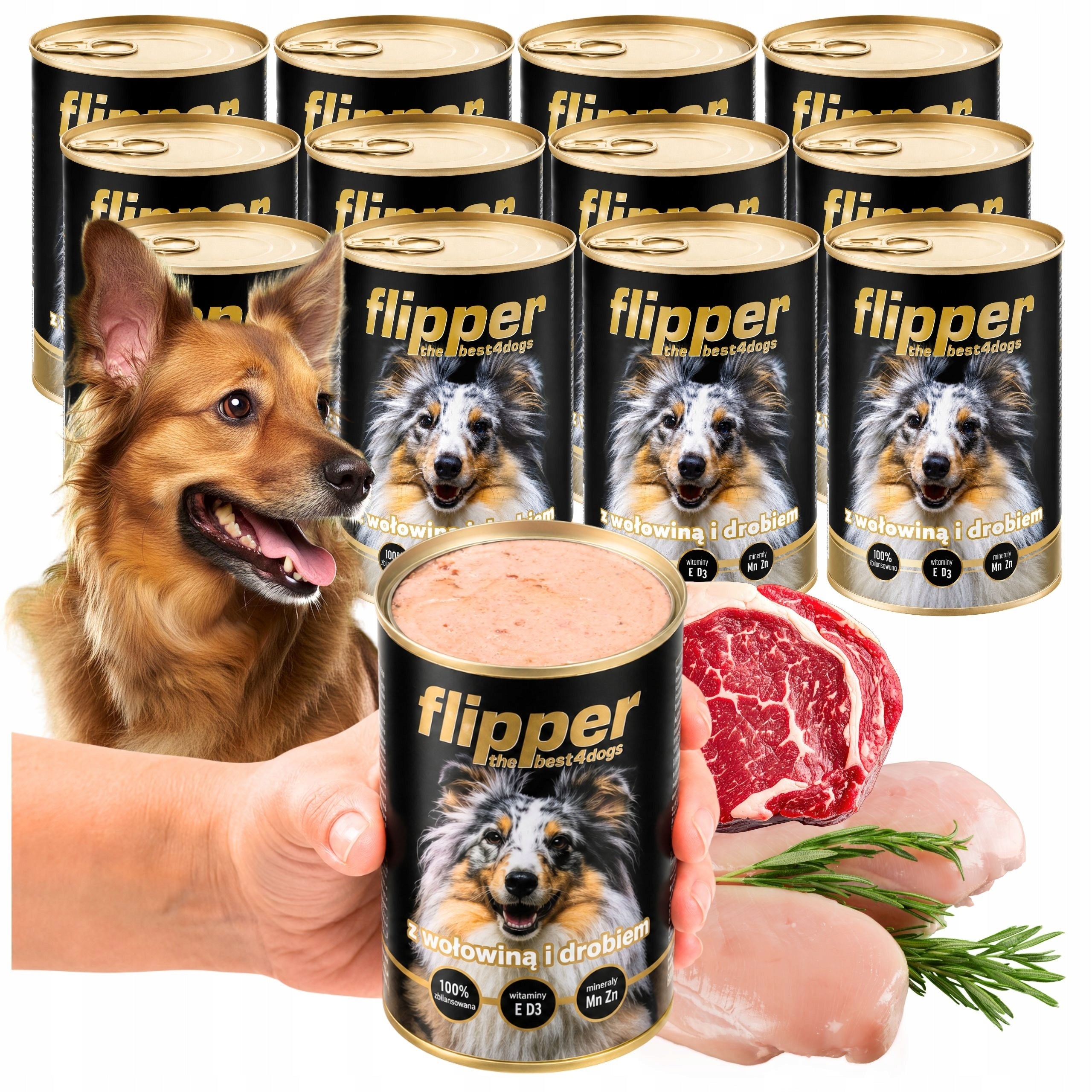 WET FOOD FLIPPER WITH BEEF POULTRY VALLEY NOTECI FOR DOG 12x400G