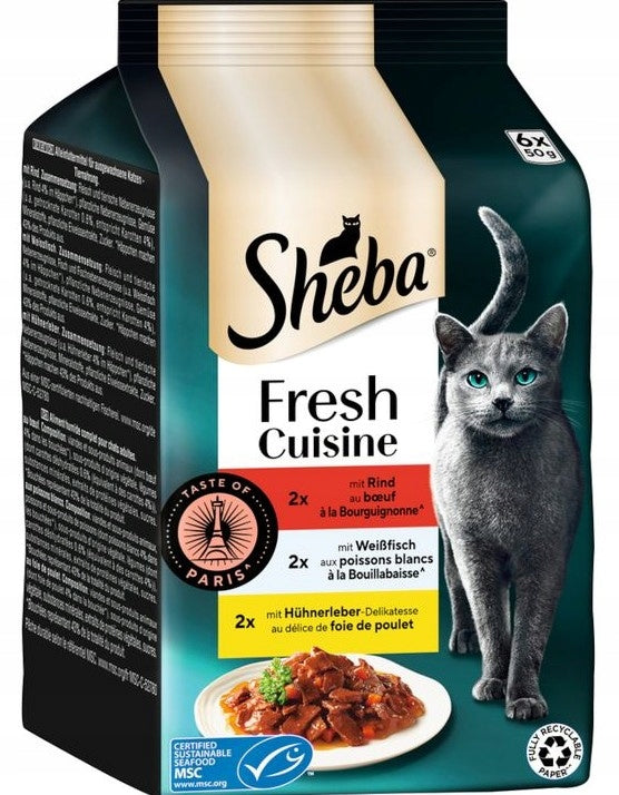 WET FOOD SHEBA FRESH CUISINE TASTE OF PARIS SACHETS FISH AND MEAT MIX