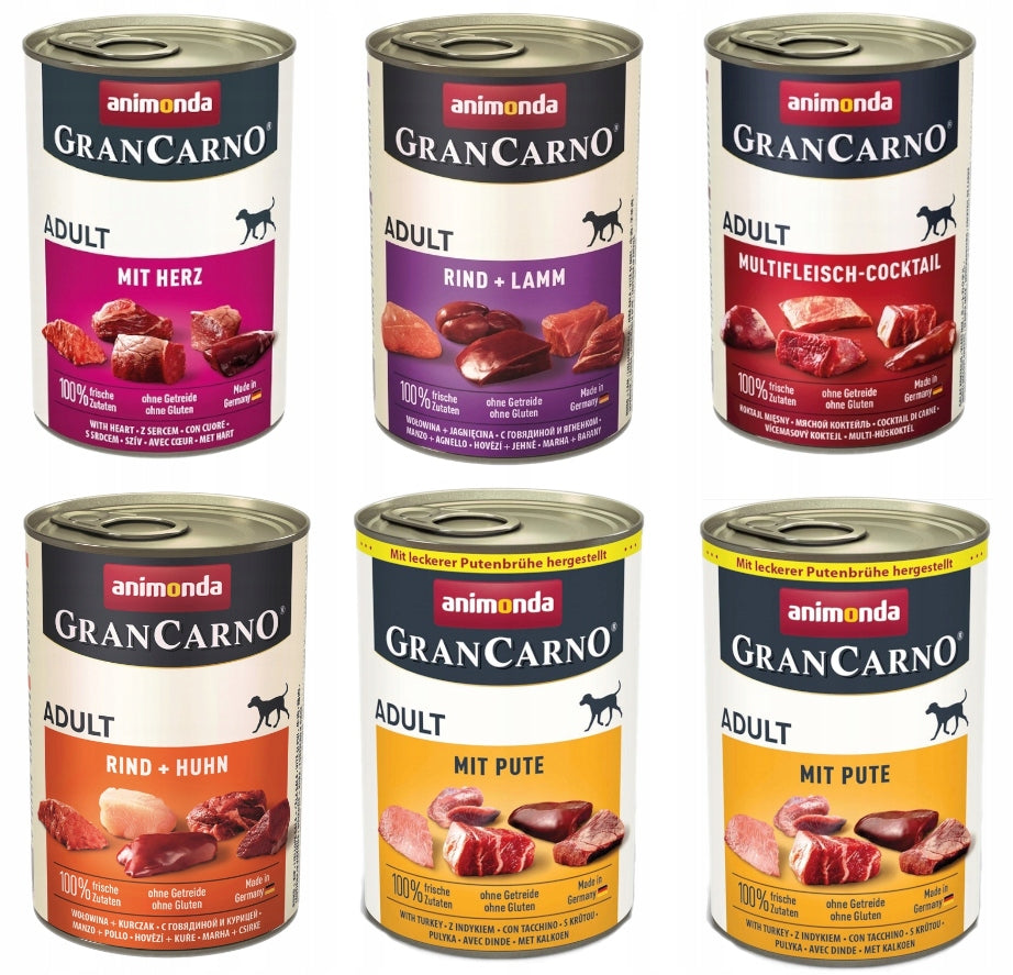 WET FOOD for dogs ANIMONDA Grancarno Adult mix flavors 400g 5+1 FREEBIE