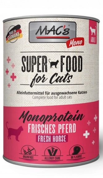 WET MONOPROTEIN CAT FOOD MAC'S CAT HORSEMEAT CAN 400G Manufacturer code mac838