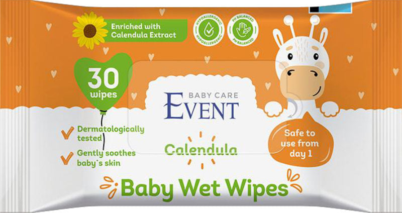 WET WIPES FOR CHILDREN 99% WATER MARIGOLD EXTRACT 30PCS EVENT BABY