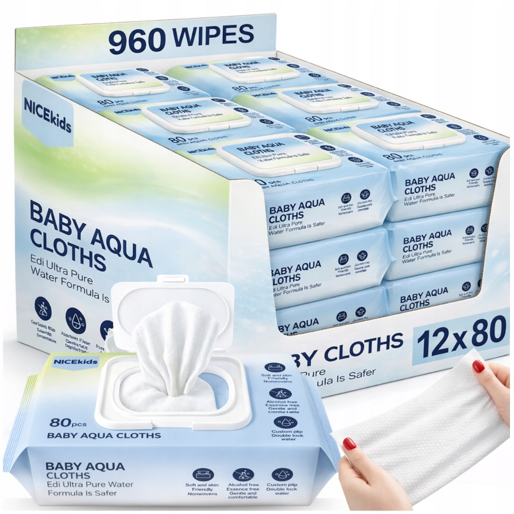 WET WIPES FOR CHILDREN AND INFANTS 99,89% WATER NICEKIDS 960 pieces