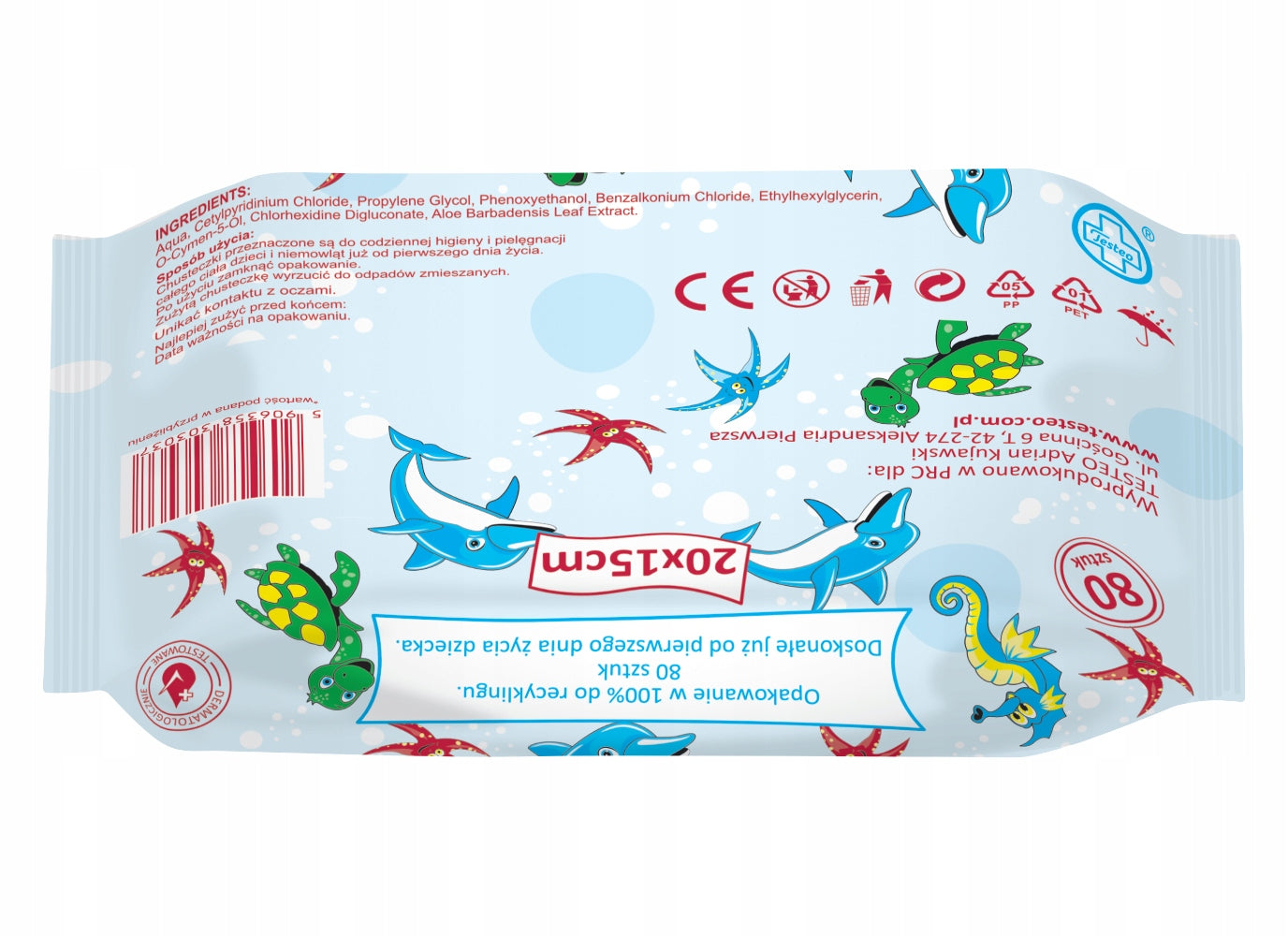 WET WIPES FOR CHILDREN AND INFANTS UP TO 99,8% WATER TESTEO UP TO 80 PCS Packaging status original