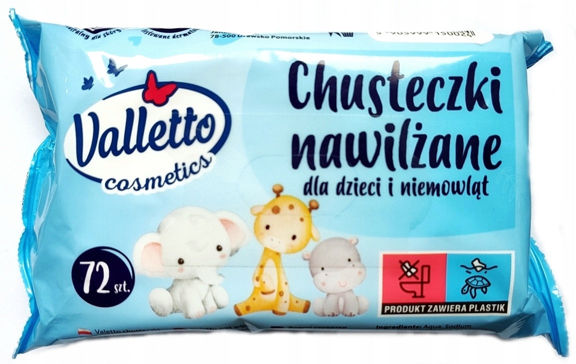WET WIPES FOR CHILDREN AND INFANTS WITH VALLETTO CHAMOMILE 72 PCS