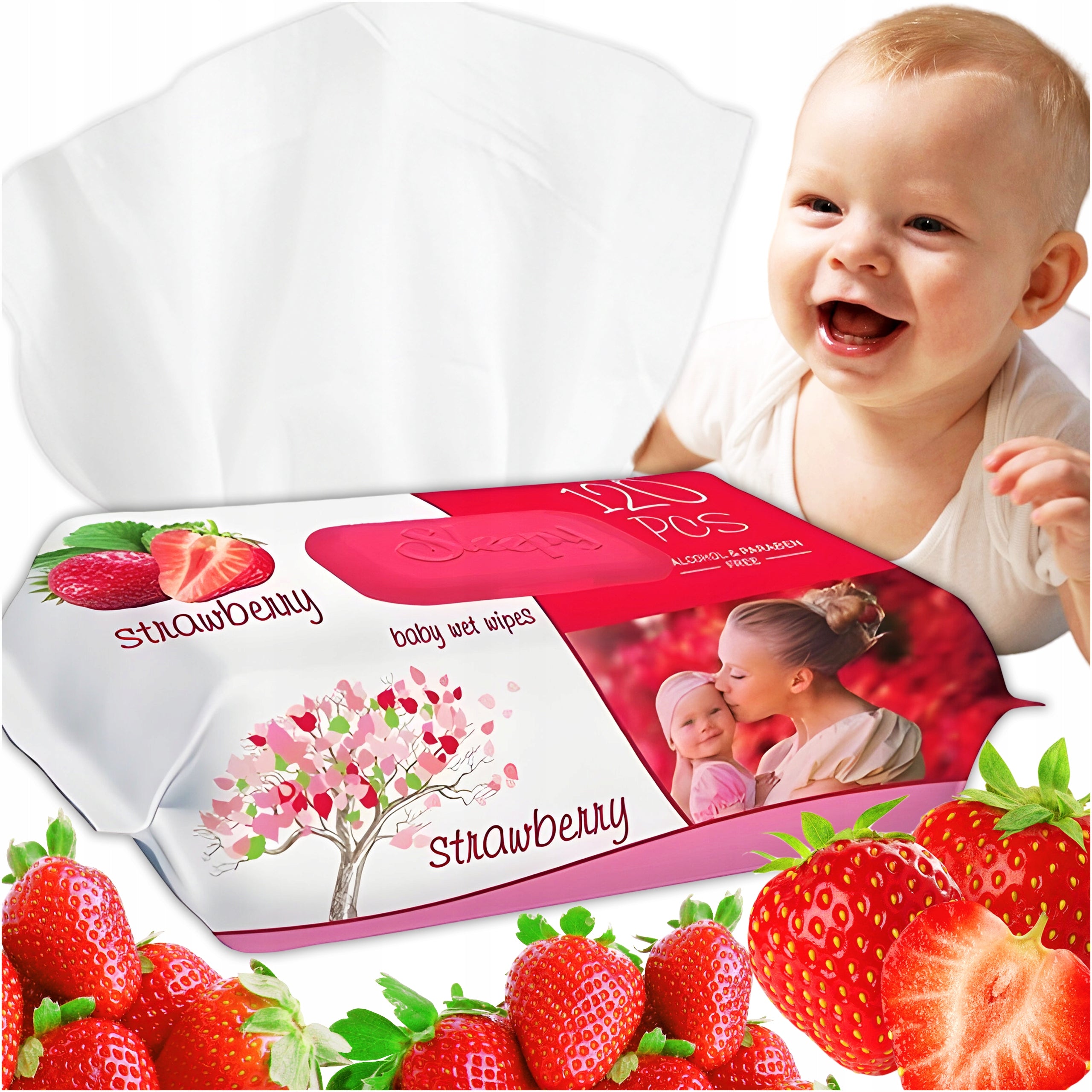 WET WIPES SLEEPY 99 GENTLE WATERS 1 x 120 pcs STRAWBERRY Brand SLEEPY
