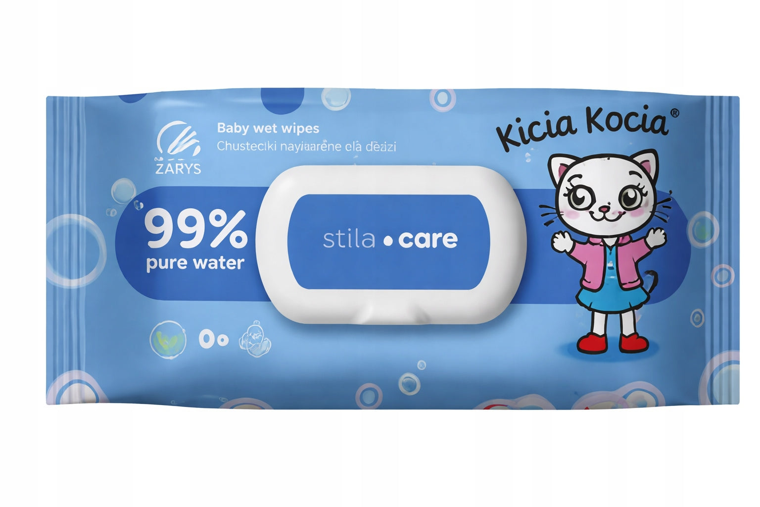 WET WIPES WITH WATER 99% KITTY CAT 64PCS