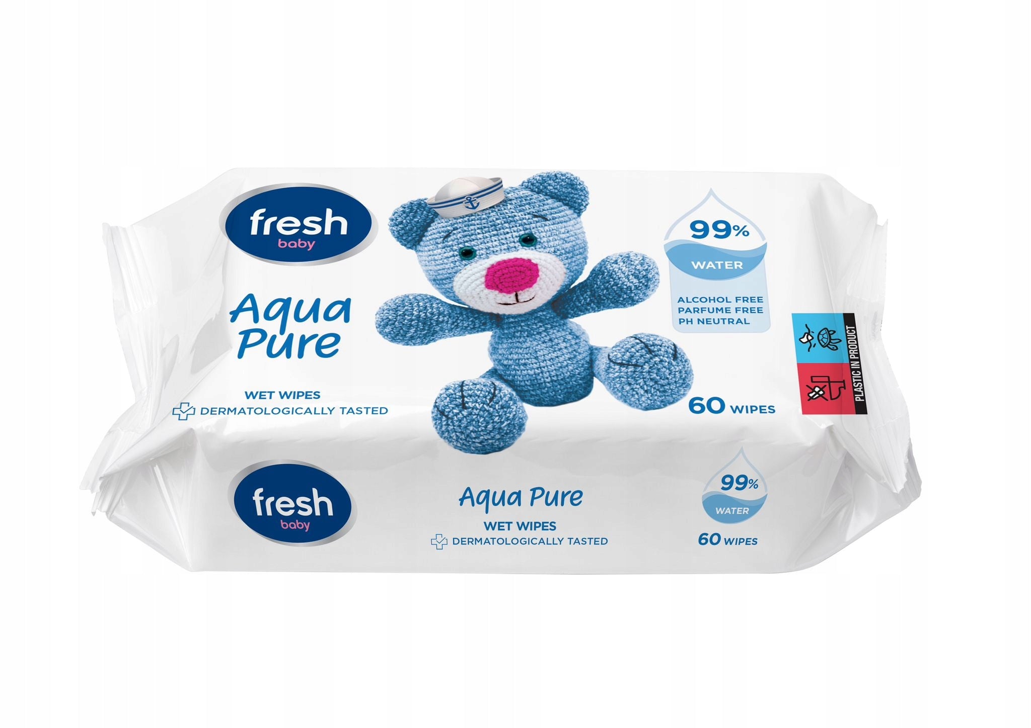 WET WIPES for children 1x60pcs AQUA 99% WATER delicate WATER WIPES