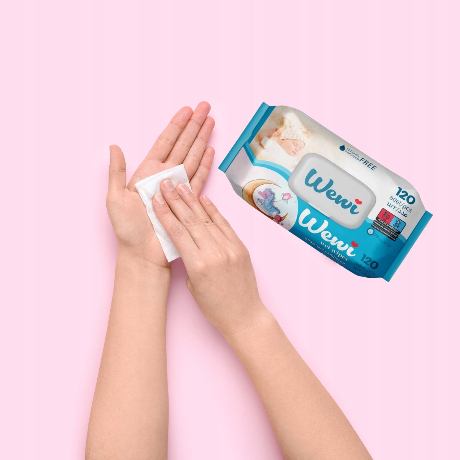 WEWI BABY Moisturized Wipes for Children Without Alcohol Parabens 120 pcs Medical device no