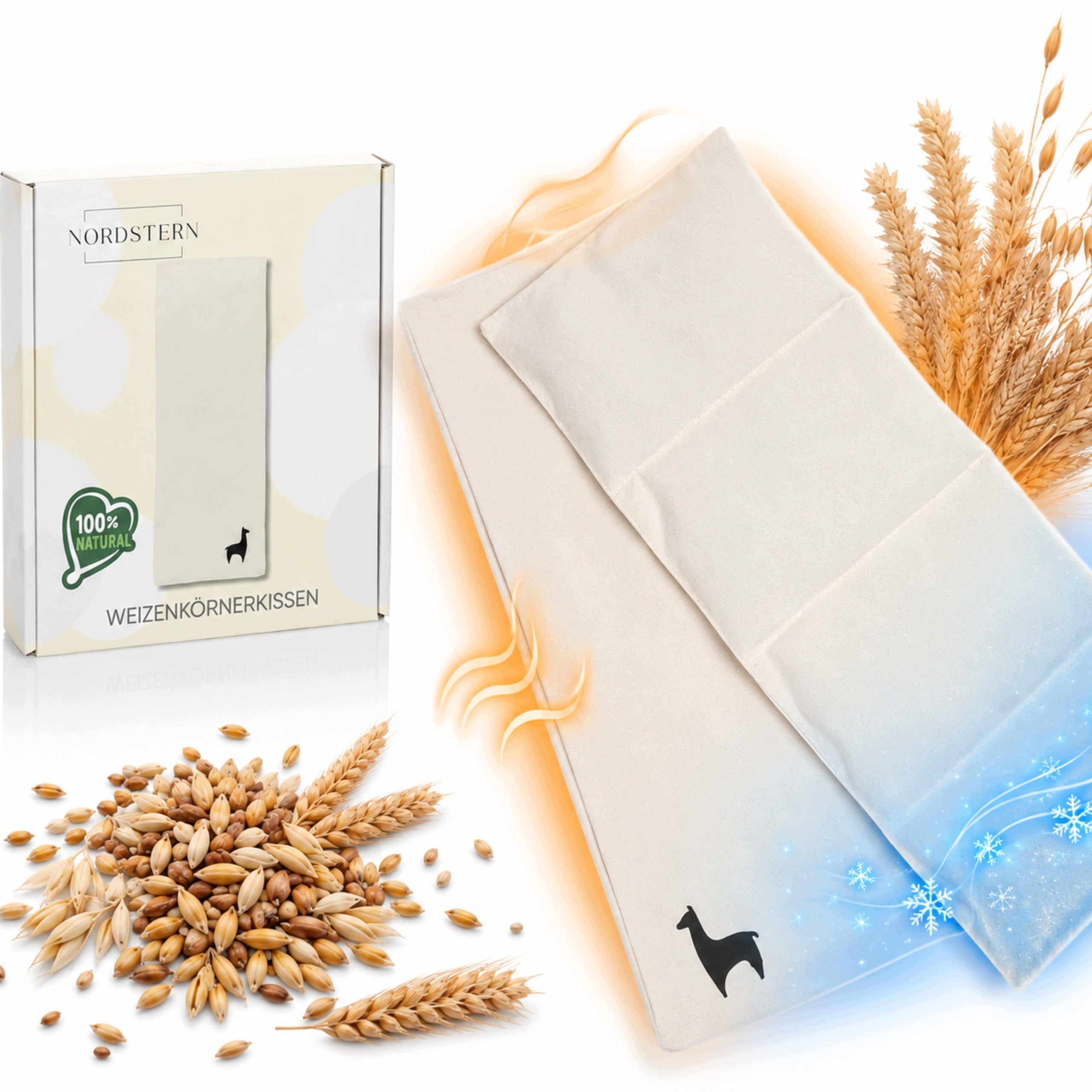 WHEAT GRAIN PILLOW WARMING COOLING 20 X 53 CM BEIGE