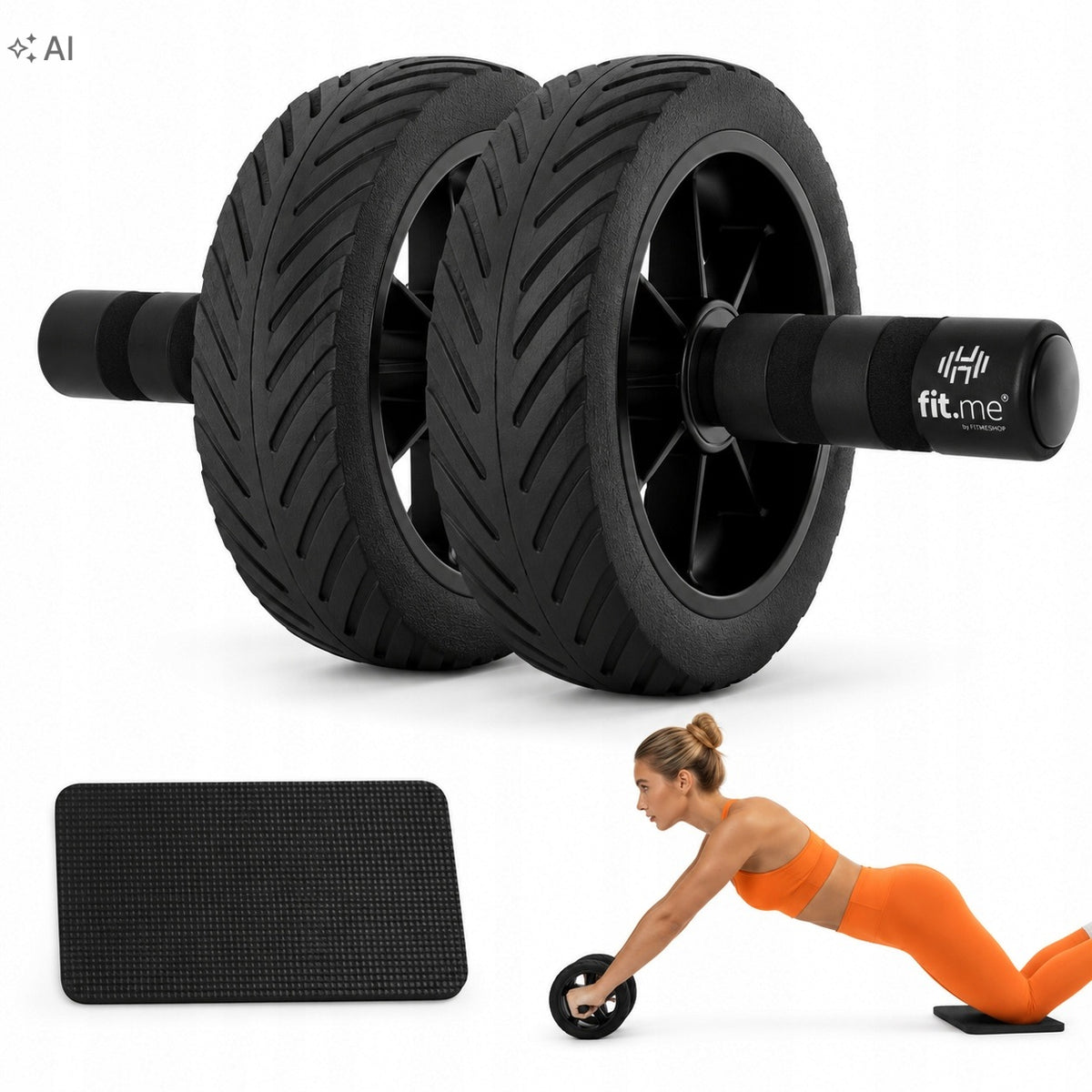 WHEEL ABDOMINAL EXERCISE ROLLER AB ROLLER STABLE NON-SLIP + MAT