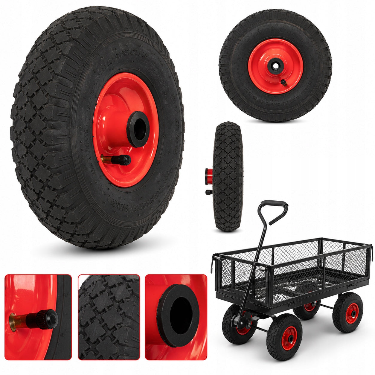 WHEEL CIRCLE fi20 FOR WHEELBARROW TROLLEY STRONG 3,00/4 WITH INNER TUBE PUMPED 4 CANVAS Brand MatMay
