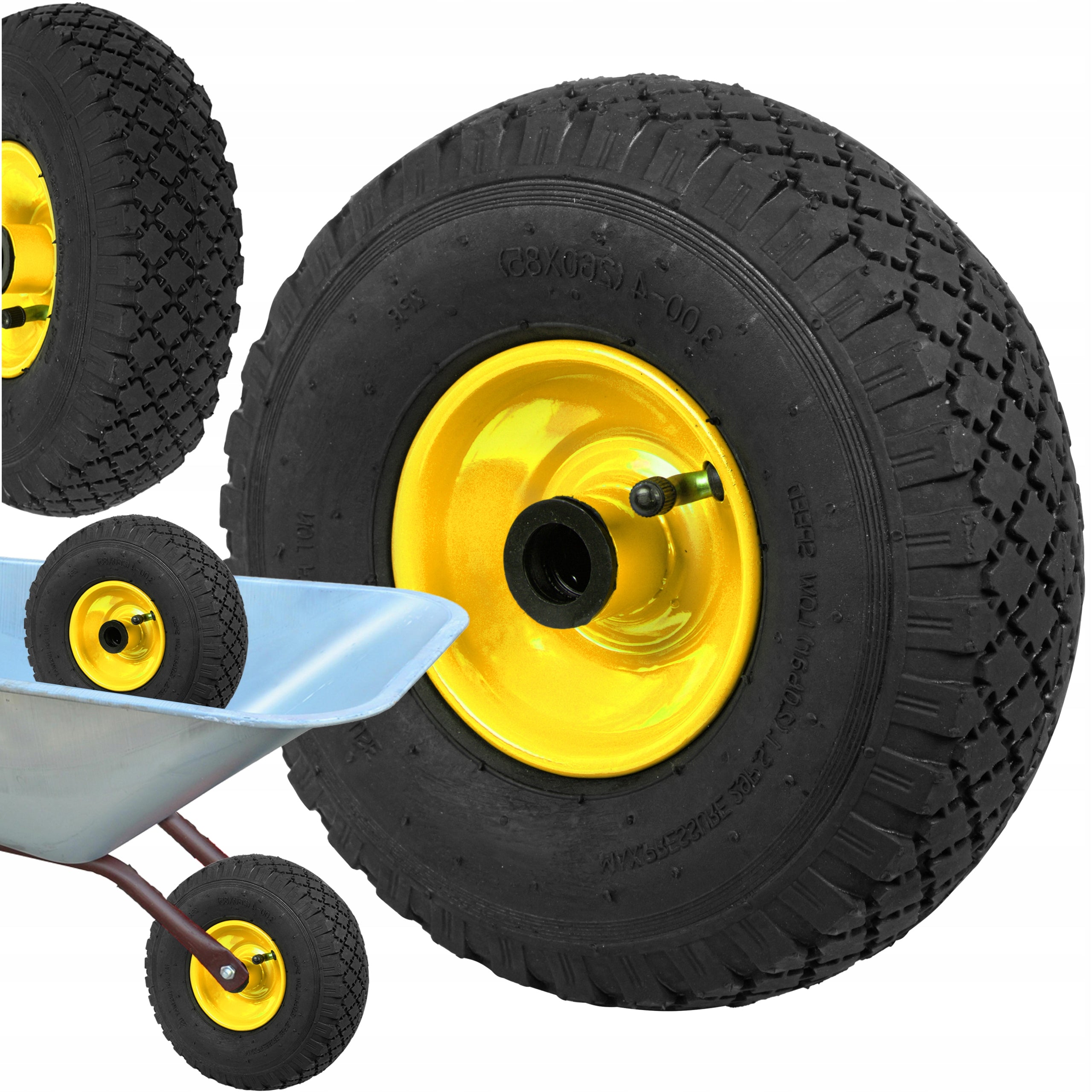 WHEEL FOR WHEELBARROW TROLLEY 2PR 260x85mm 3.00-4 WITH INNER TUBE PUMPED STRONG Diameter 260 mm