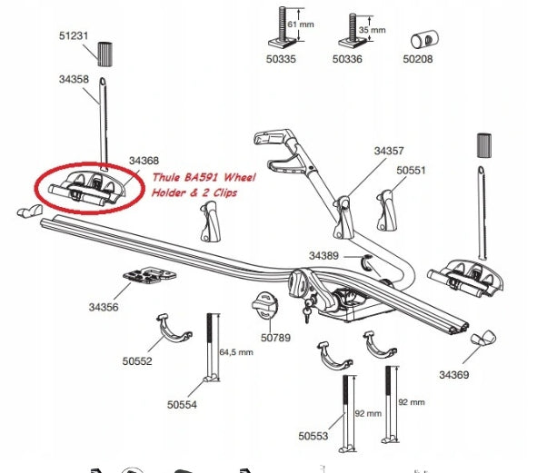 WHEEL HOLDER FOR TRUNK 591 34368 WHEEL BASE Brand Thule