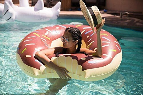 WHEEL INFLATABLE LARGE WATER MATTRESS FOR SWIMMING POOL DONUT CIRCLE 90CM XXL Model DONUT Brąz