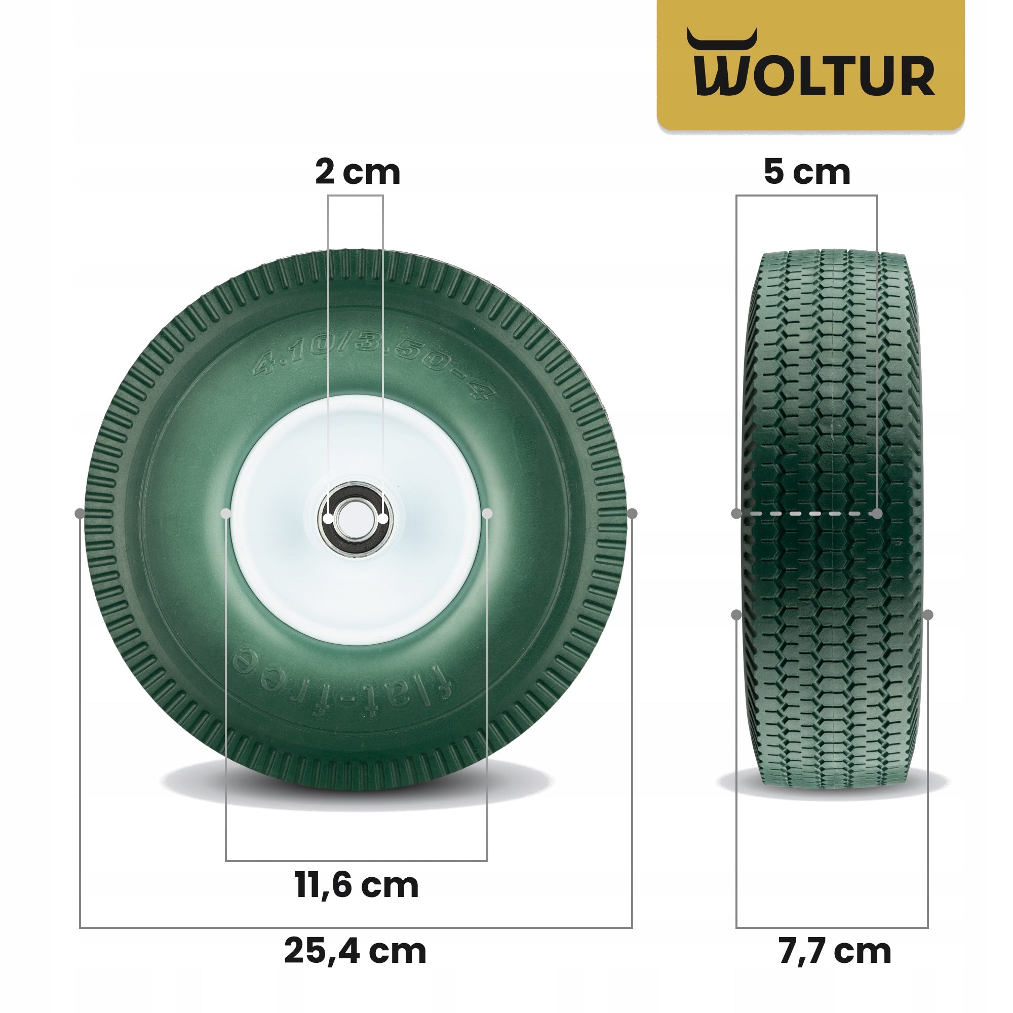 WHEEL PU FOR WHEELBARROW TROLLEY 3.50-4 350-4 3504 FI 20 MM UNBREAKABLE FULL Manufacturer code KoPu3504-16-02