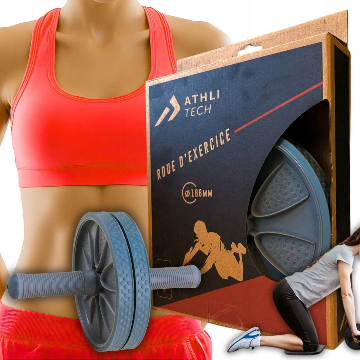 WHEEL ROLLER FOR DEEP MUSCLE ABDOMINAL EXERCISES AT HOME SLIMMING Packaging status original