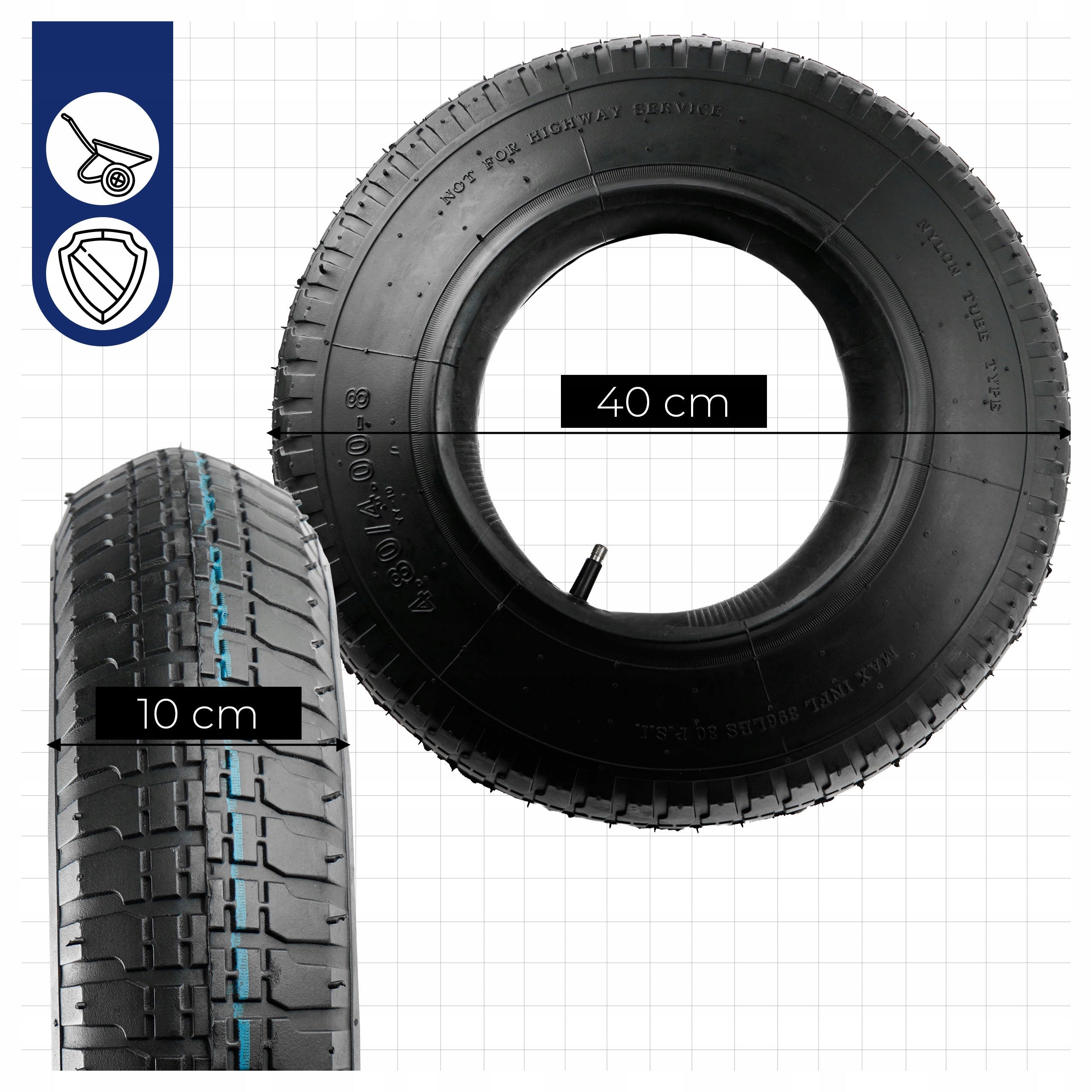 WHEELBARROW TYRE Begris 4.00-8 6PR Strong Durable Resistant 180 kg Packaging status original