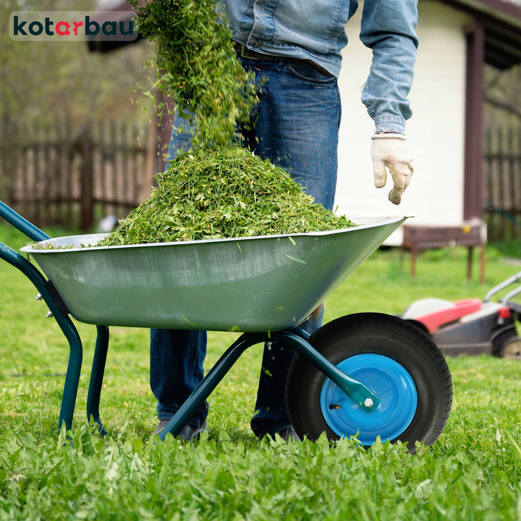 WHEELBARROW WHEEL SET TIRE RIM AND INNER TUBE WHEEL WITH AXLE 4.00-8 STRONG Brand Kotarbau