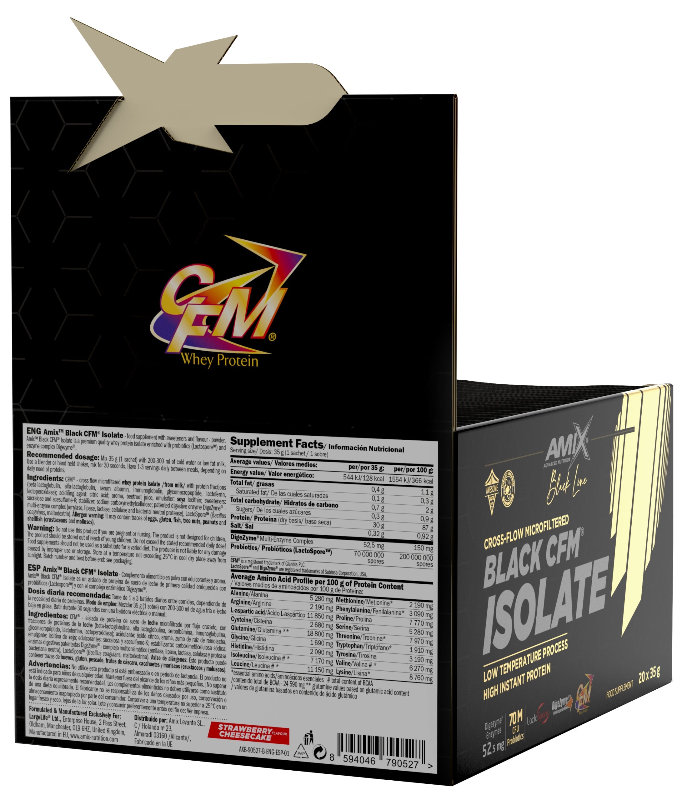 WHEY ISOLATE - new flavors! Strawberry cheesecake - BLACK CFM ISOLATE Amix 35g Packaging status original