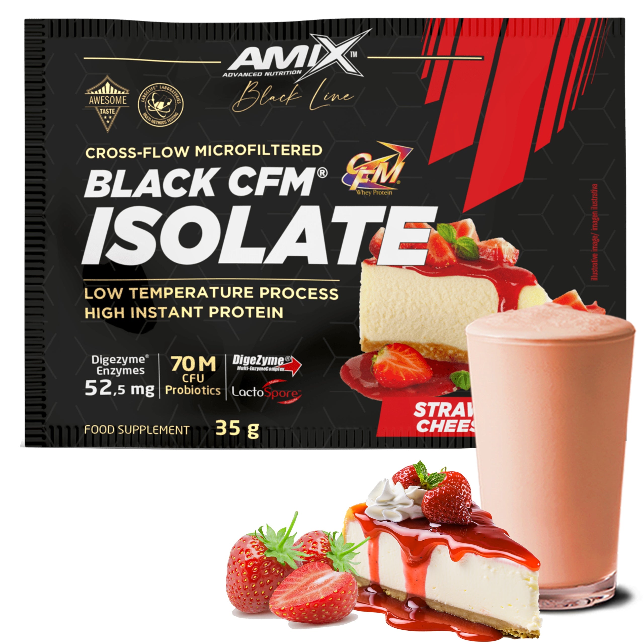 WHEY ISOLATE - new flavors! Strawberry cheesecake - BLACK CFM ISOLATE Amix 35g