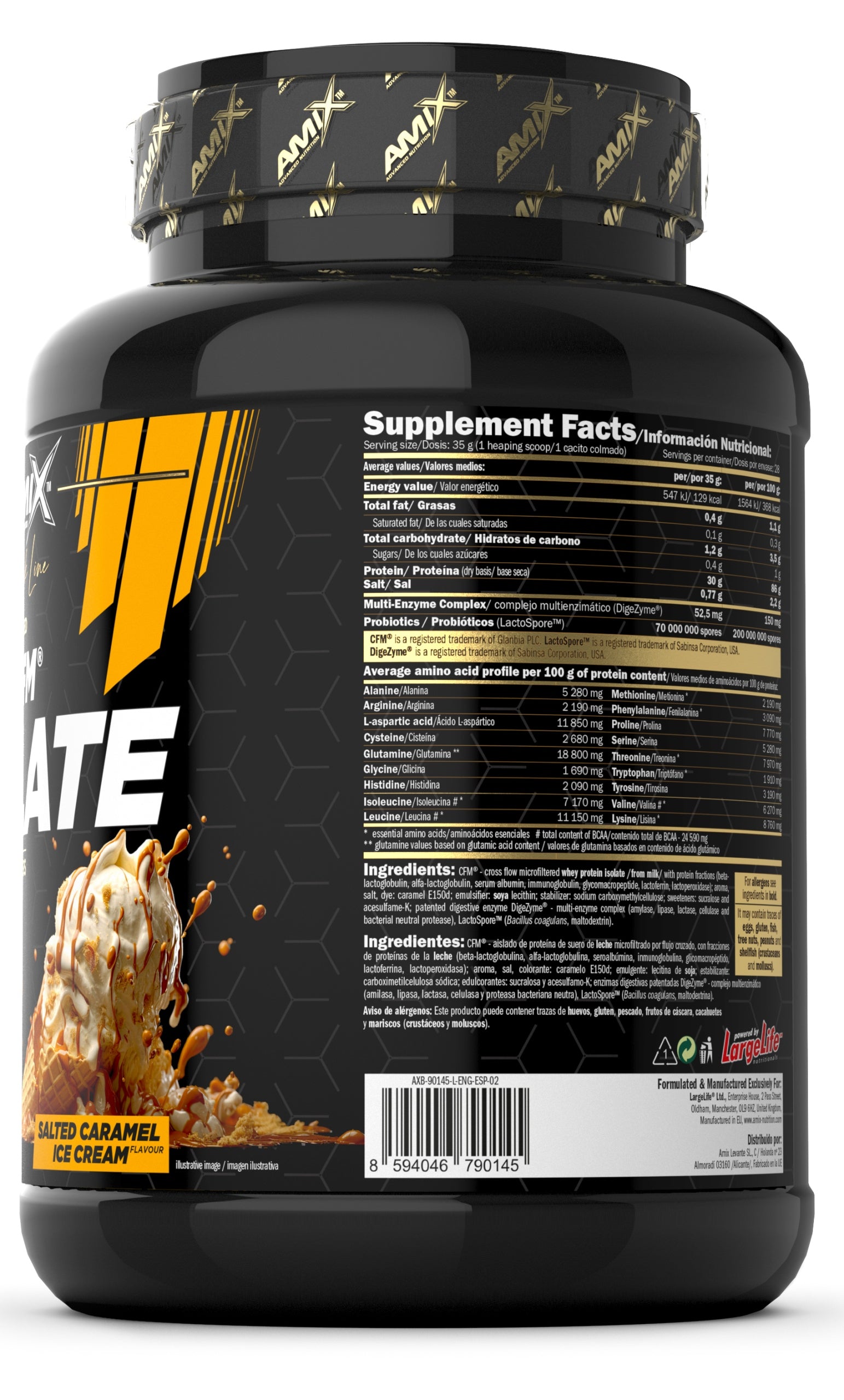 WHEY PROTEIN ISOLATE CFM AMIX BLACK ISOLATE 1kg - salted caramel ice cream Expiration date at least 1 year from the date of purchase