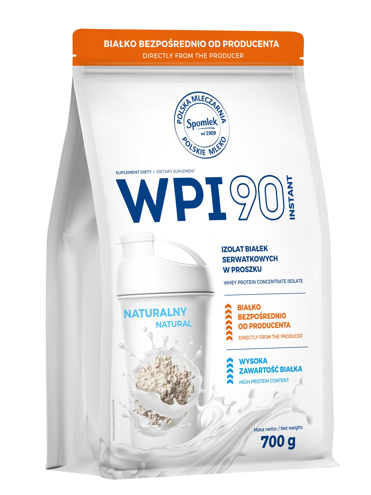 WHEY PROTEIN ISOLATE WPI90 700G NATURAL WITHOUT SUGAR SPOMLEK