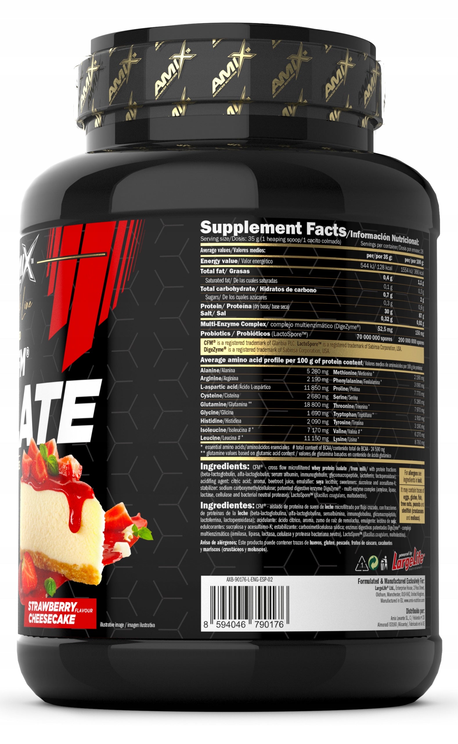 WHEY PROTEIN Protein ISOLATE without sugar 1kg Strawberry Cheesecake Amix CFM Expiration date at least 1 year from the date of purchase
