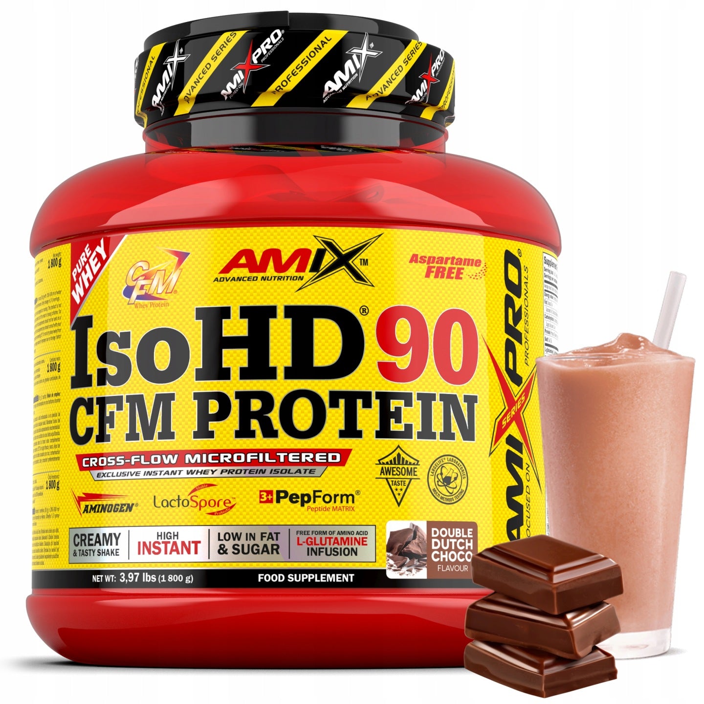 WHEY PROTEIN WPI ISOLATE WITHOUT SUGAR - only 0,01g per serving 90g protein