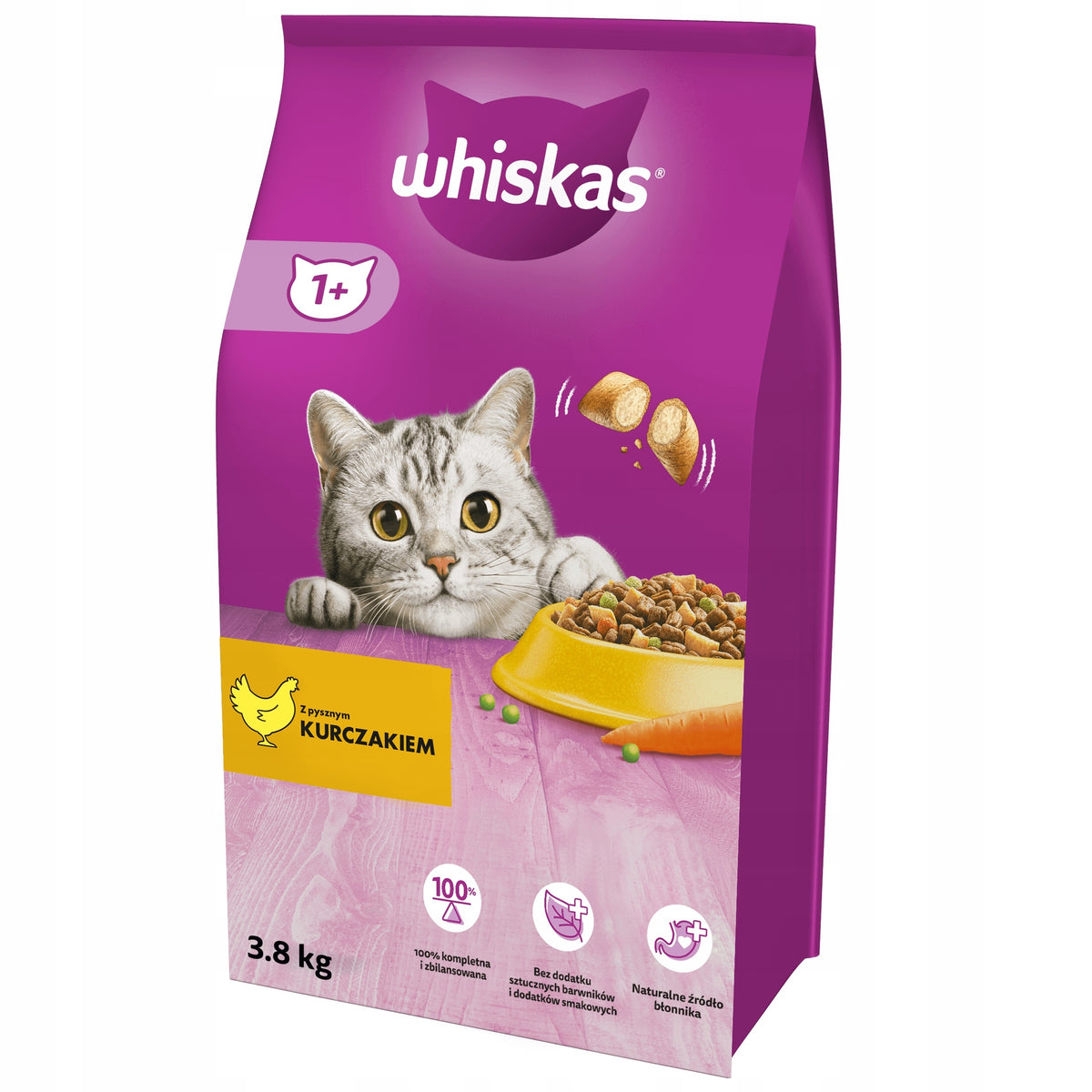 WHISKAS ADULT WITH DELICIOUS CHICKEN - DRY CAT FOOD 3,8KG
