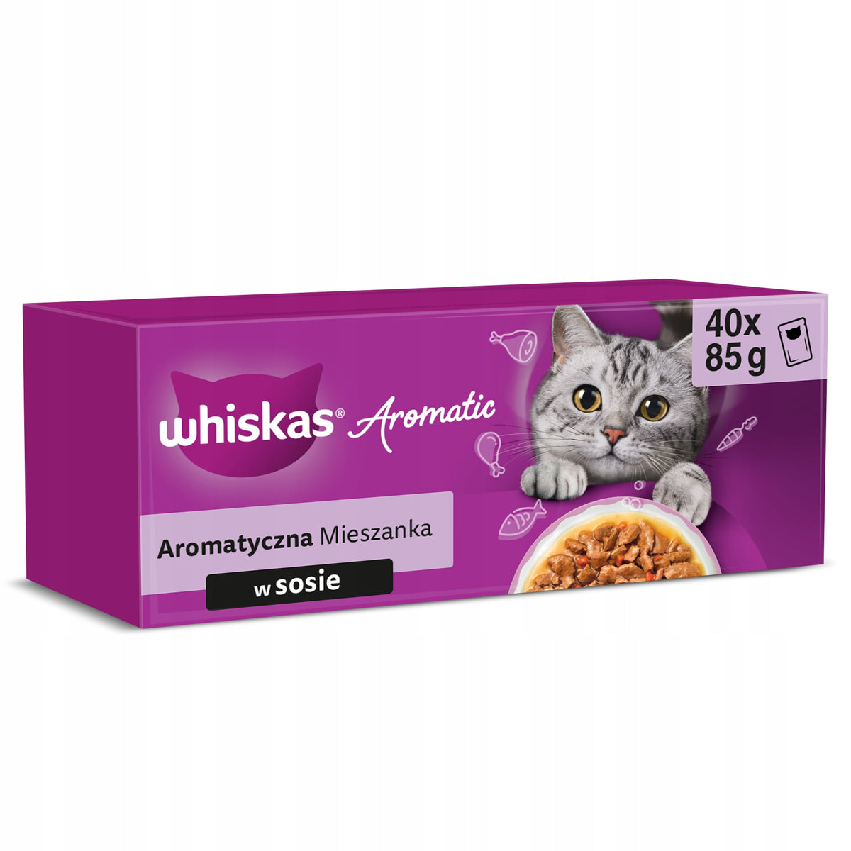 WHISKAS Aromatic Wet Cat Food Blend in Sachet Sauce 40x85g