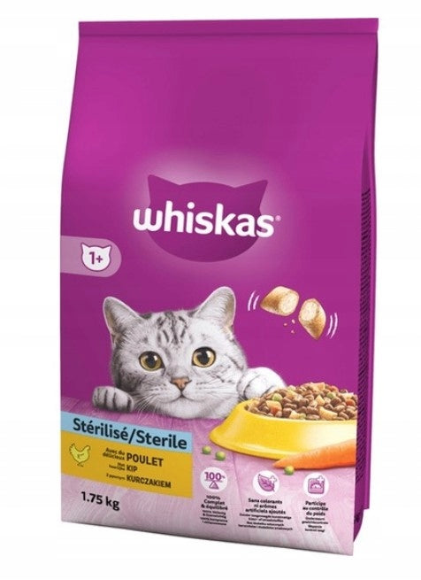 WHISKAS DRY CAT FOOD WITH CHICKEN STERILE 1,75 kg