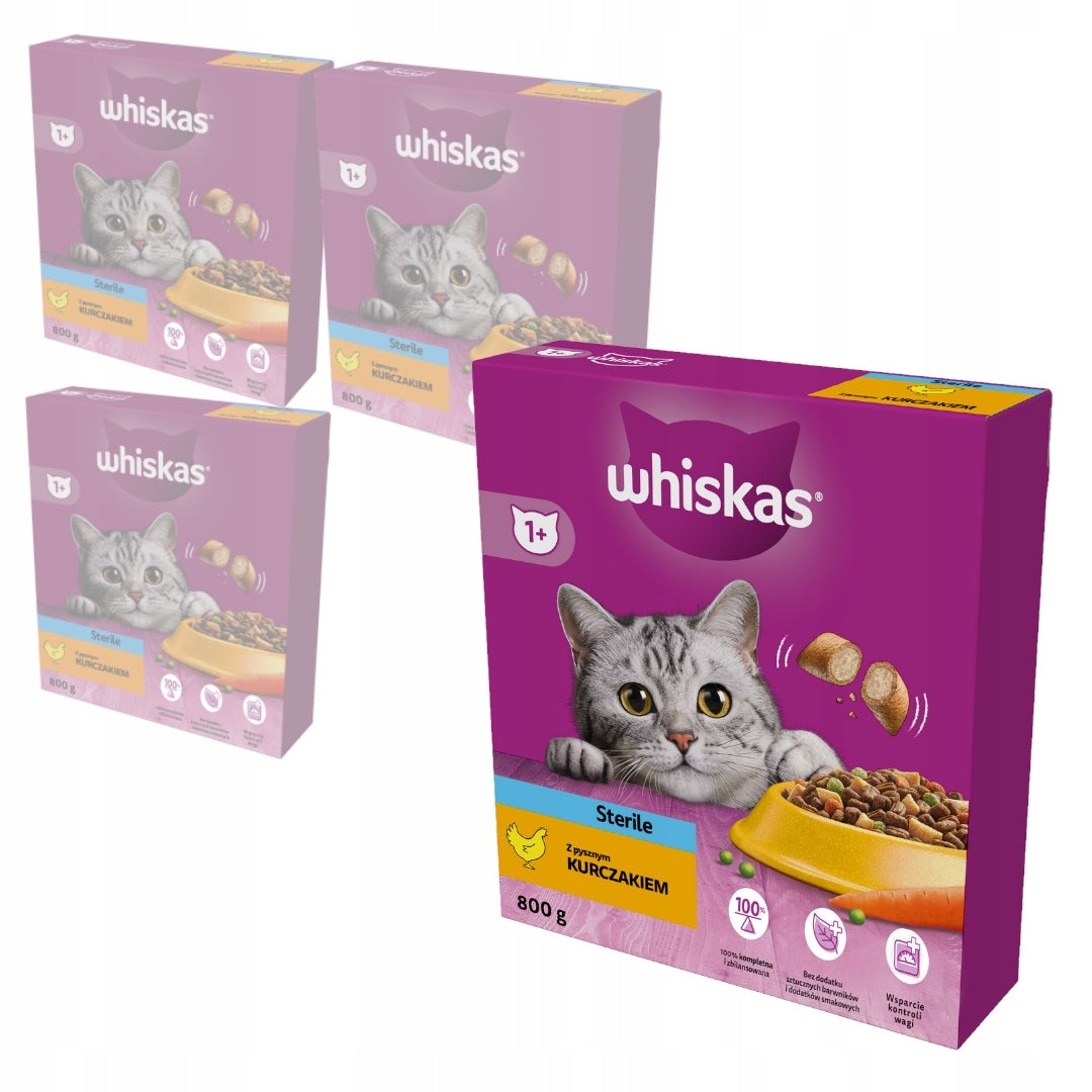 WHISKAS STERILE CHICKEN DRY CAT FOOD AFTER STERILIZATION 4x800g