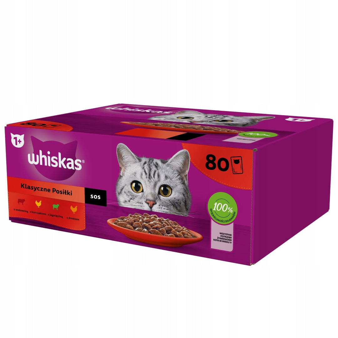 WHISKAS WET CAT FOOD BEEF CHICKEN LAMB POULTRY SOS 80 x 85g